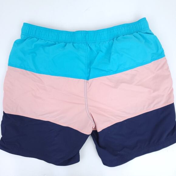 Nautical Men Stripe Swim Trunks Size Large Blue, Peach, Board Shorts - Picture 2 of 4